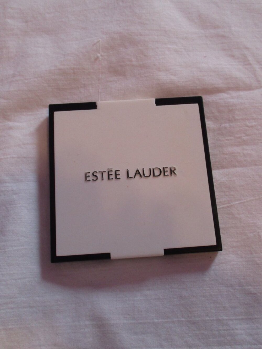 Vintage Estee Lauder Purse Mirror Plastic Compact Black & White